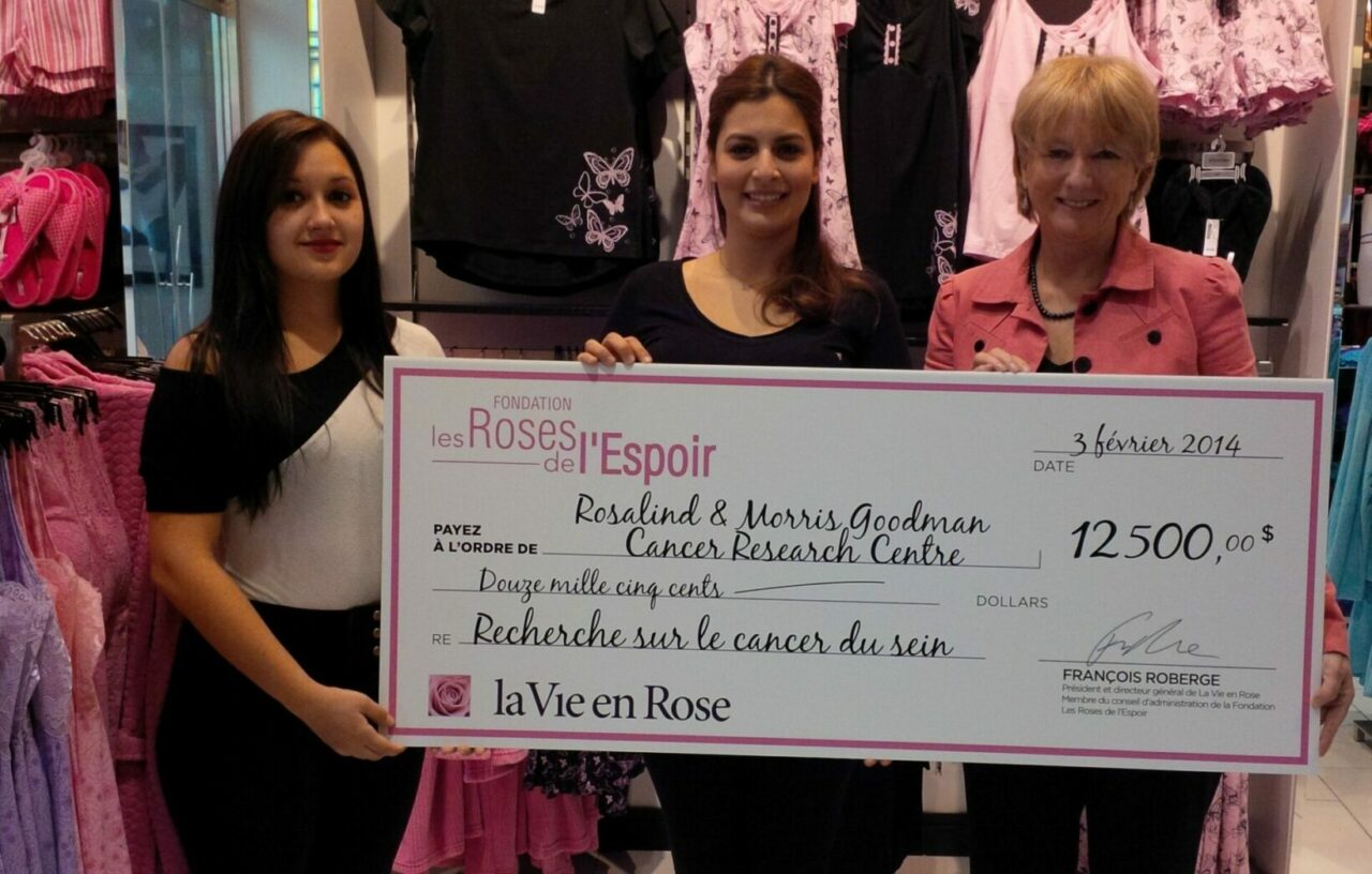 La Vie en Rose Sainte-Catherine Street boutique employees and Dr Morag Park, Director of the GCRC and Professor at McGill University