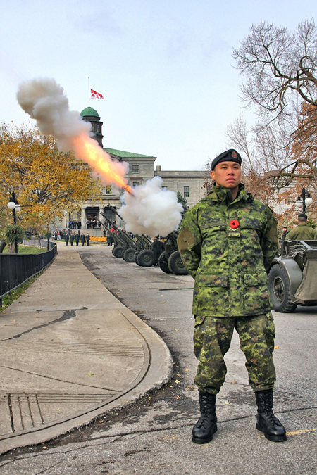 Once again, this year’s Remembrance Day ceremonies will include a 21-gun salute with cannons near the Y intersection in front of the Arts Building. / Photo: Neale McDevitt