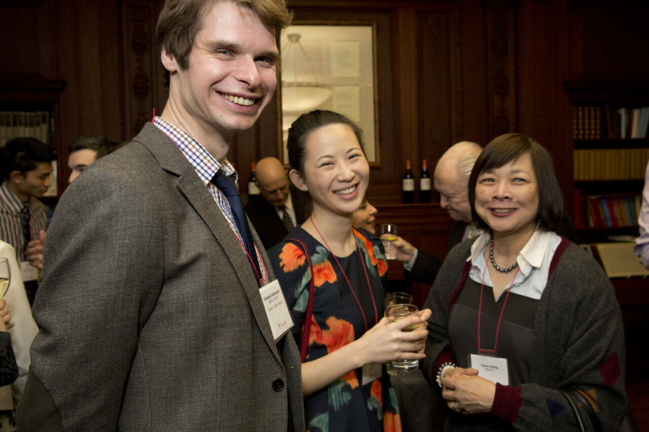 On the same day as the Scholarship Reception, Elaine Wang, MDCM’77 made a generous donation in support of a Humanitarian Prize to be given at Convocation and a Travel Award in Global Health (Pictured, right, with Med-1 students Christian Dabrowski and Katrina Gong).  (Photo: Nicolas Morin)