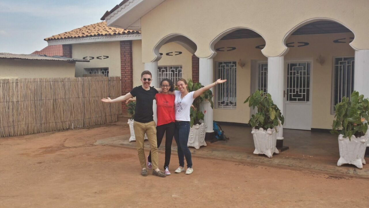 Ryan Adessky, Annie Lalande and Esther Vaugon at their house in Kigali. / Photo courtesy of Ryan Adessky.