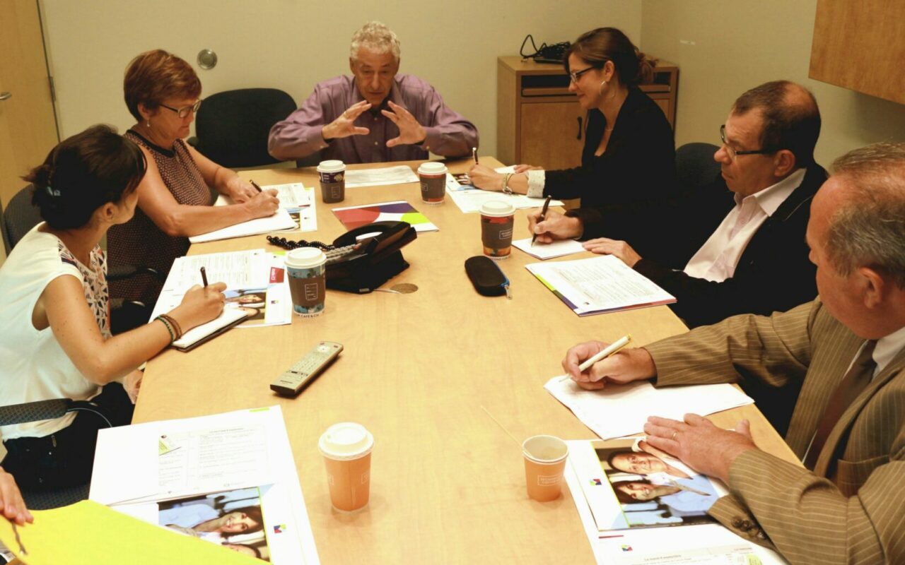 Dr. Gerald Batist, director of the Segal Cancer Centre at the JGH and a member of the RCN executive, gives the team from Poitiers an overview of RCN workstreams. / Photo: Henry Mietkiewicz