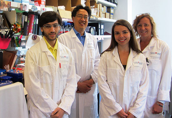 From left to right: Samer Jammoul, Simon Wing (Senior author), Erin Coyne, and Nathalie Bédard (First author)