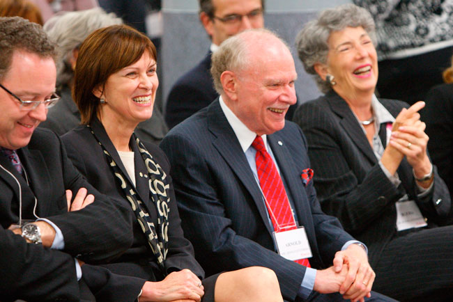 From left: Marc Weinstein, VP (UA); former Principal Heather Munroe-Blum; ex-Chancellor Arnold Steinberg; and his wife, Blema Steinberg, Professor Emeritus, in 2009. / Photo: Owen Egan