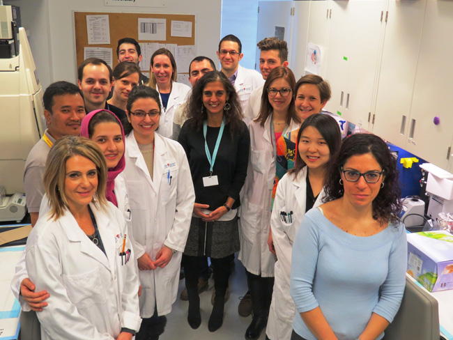 Dr. Nada Jababo (centre) and her team from the Child Health and Human Development Program at the RI-MUHC – Centre for Translational Biology. / Photo: Courtesy of the MUHC