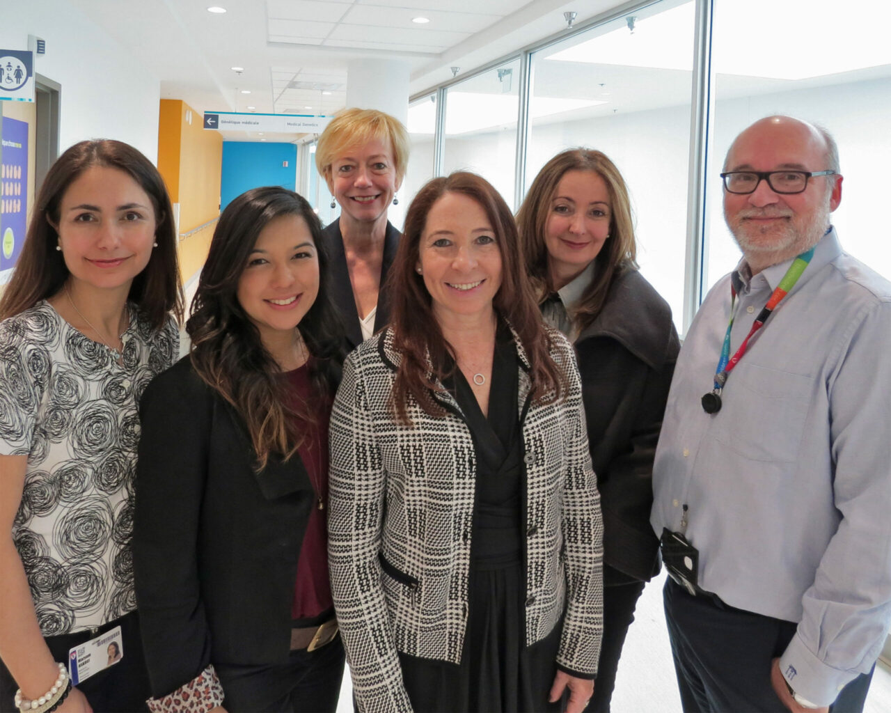 From left to right: Dr. Maryam Oskoui, (Neurologist)‎, Dr. Keiko Shikako-Thomas, (Occupational Therapist), Dr. Lucy Lachine (Social Worker), Dr. Annette Majnemer (Occupational Therapist)‎, Dr. Ariane Marelle (Cardiologist‎), Dr. Michael Shevell, (Neurologist) (Photo: MUHC)