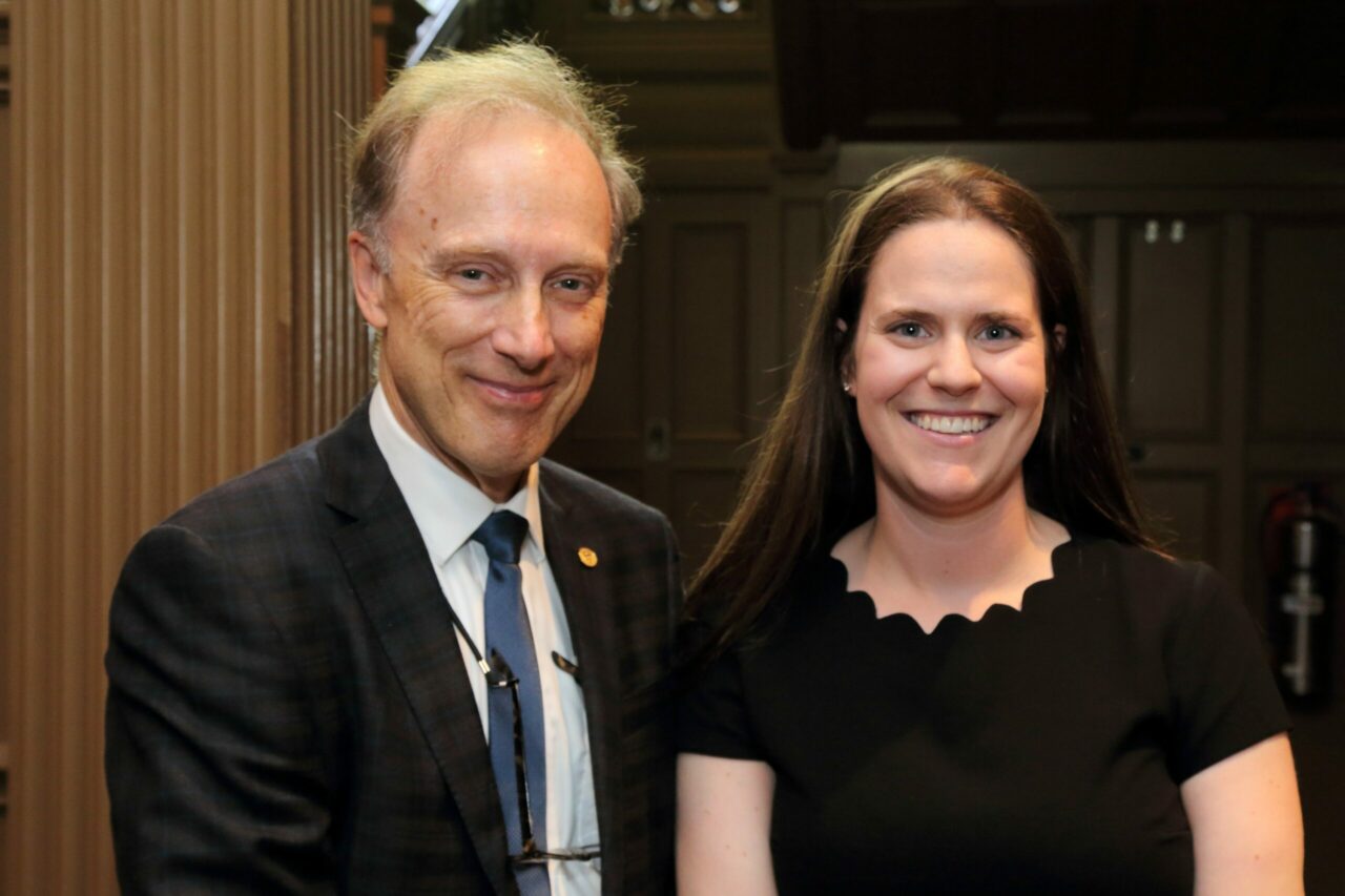 Dr. Gilles Paradis, Chair of the Department of Epidemiology, Biostatistics and Occupational Health and graduate Dr. Hayley Banack (Photo: Owen Egan)